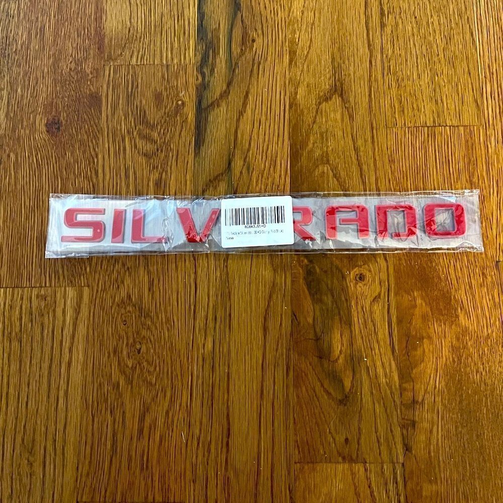 Chevrolet Silverado Red Line 3D Glass Red & Black Emblem NWT